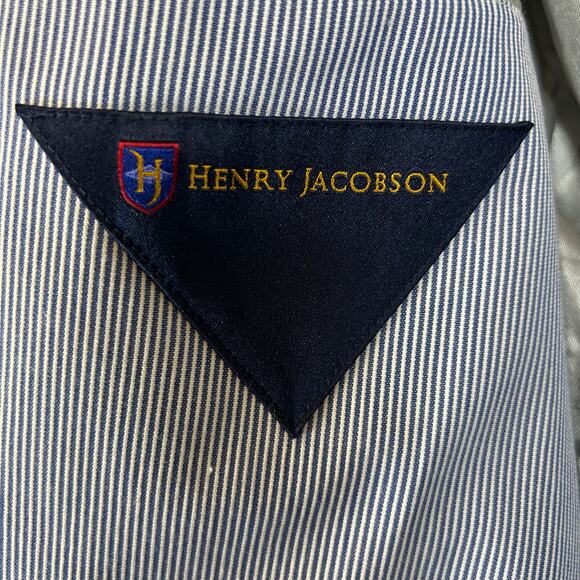 Henry Jacobson blue/white vertical stripes 3-button sport coat Men’s size M - Picture 2 of 9